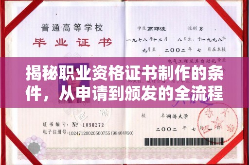 南木林揭秘职业资格证书制作的条件，从申请到颁发的全流程解析